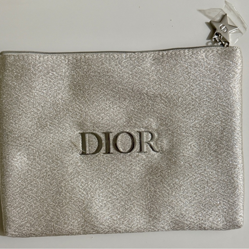 Dior Shimmering Silver Cosmetic Bag